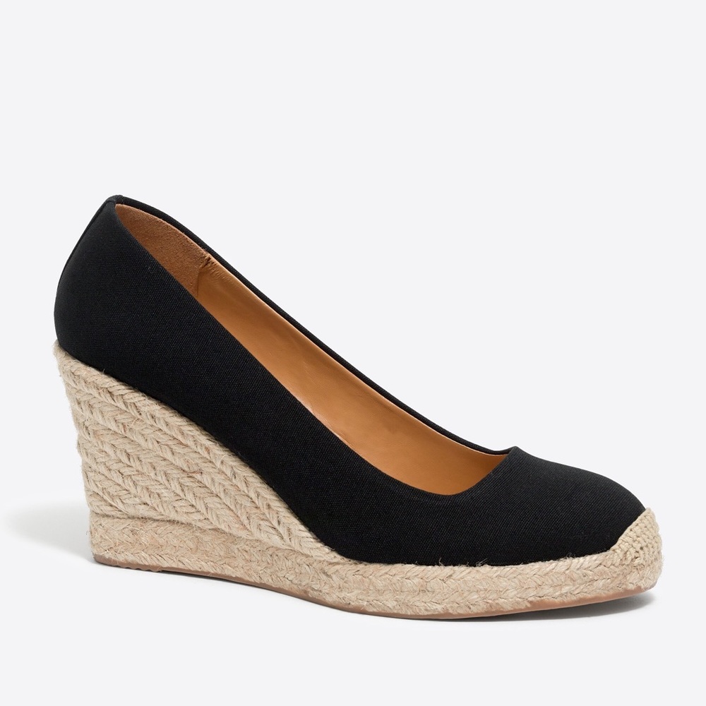J. Crew Factory Black Espadrille Wedges